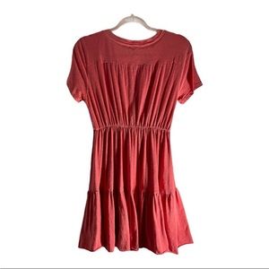 Sundry Coral Tiered Dress Cotton Short Sleeve Raw Hem T Shirt Women's Size 3